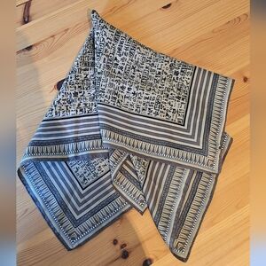 Vintage MCM Ancient Egyptian Hieroglyphs Tan/Black Square Scarf  24" Square